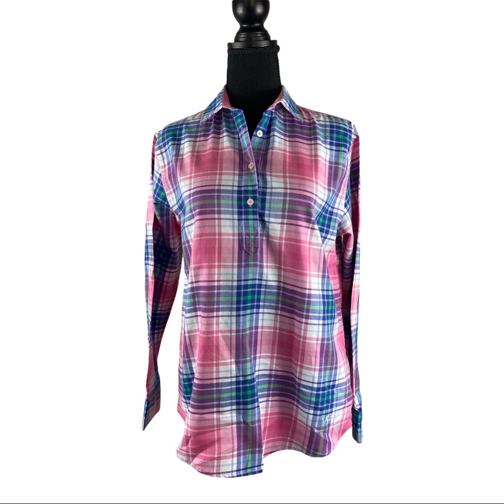 Southern Tide Half Button Plaid Shirt Small